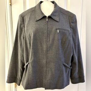 Norton McNaughton sz 1X, blazer jacket, gray herringbone, lined, GUC